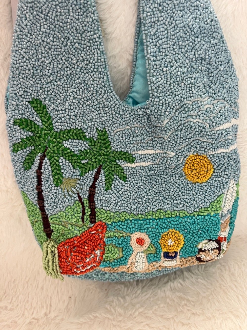 Beaded Tropical Beach Bag Made in India